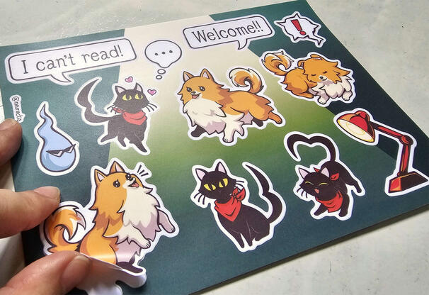 Sticker sheet with characters from Ghost Trick